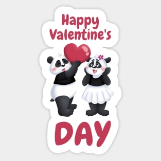 Cute Panda Couple Happy Valentine's Day Sticker